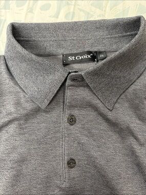 St. Croix Men's Gray LS Polo Shirt